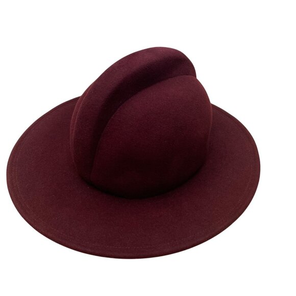 Bill Blass Burgundy Wool Unisex Wide Brim Hat Unique Dome Design Large - Picture 5 of 12